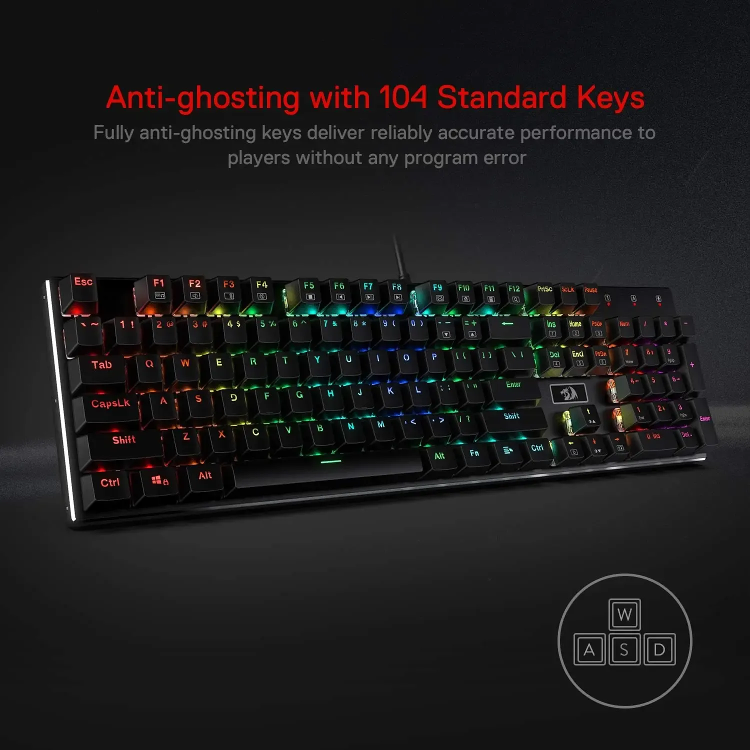 Redragon K556 RGB mechanisch toetsenbord met hot-swap en 104 toetsen