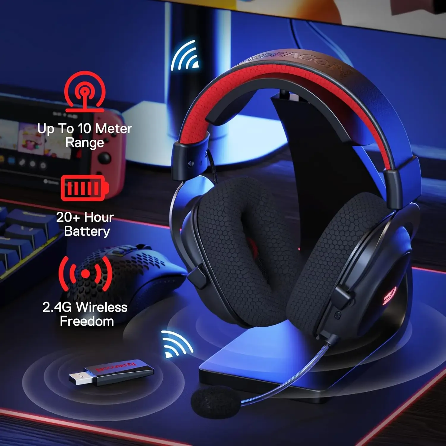Redragon H510 Pro Zeus-X draadloze gamingheadset met 7.1 surround