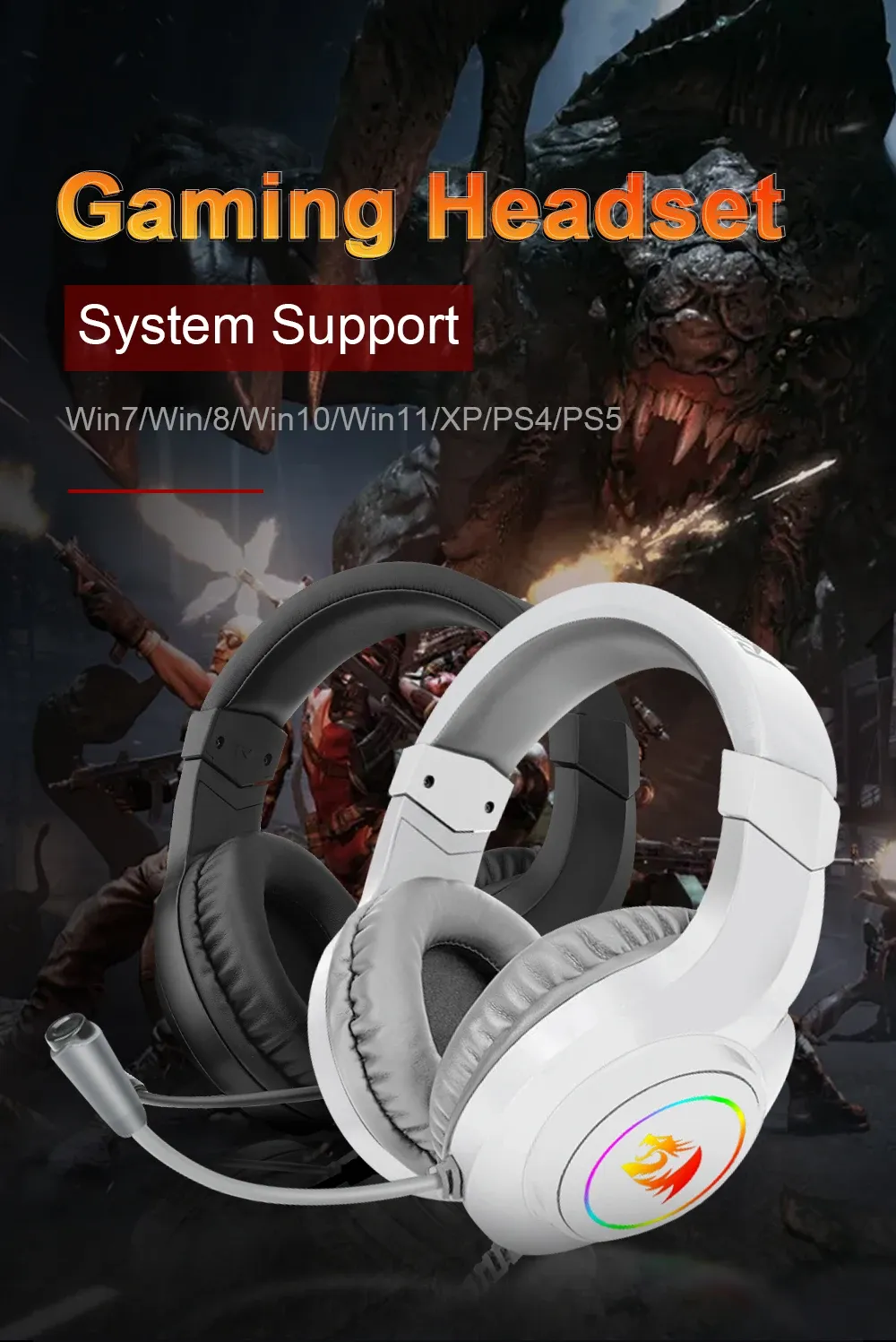 REDRAGON HYLAS H371 RGB bedrade 7.1 gamingheadset met microfoon