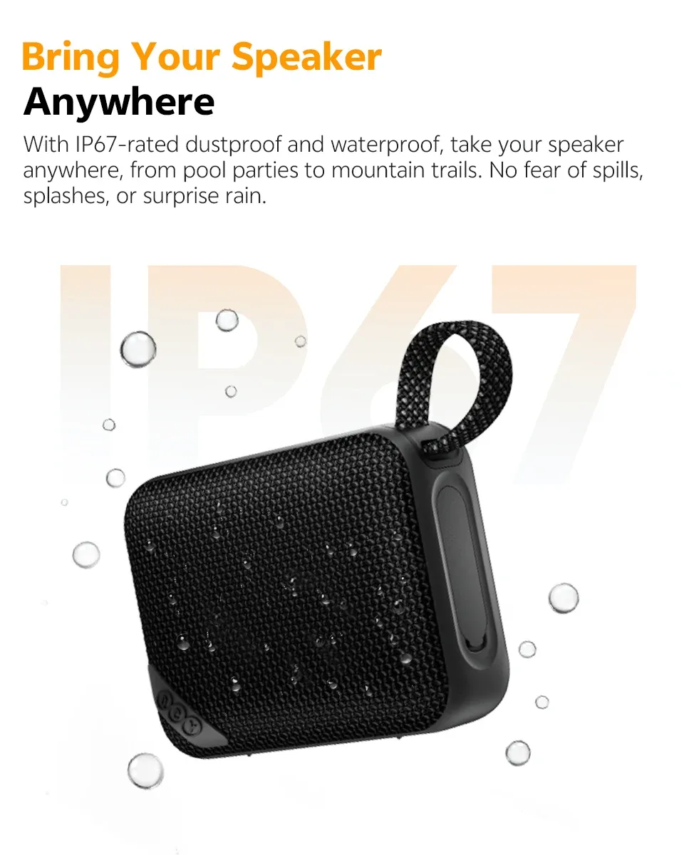QCY SP2 mini Bluetooth speaker met diepe bas, RGB en IP67