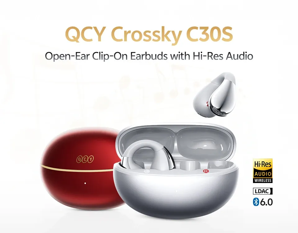 QCY Crossky C30S open-ear clip-oordopjes met LDAC en Bluetooth 6.0