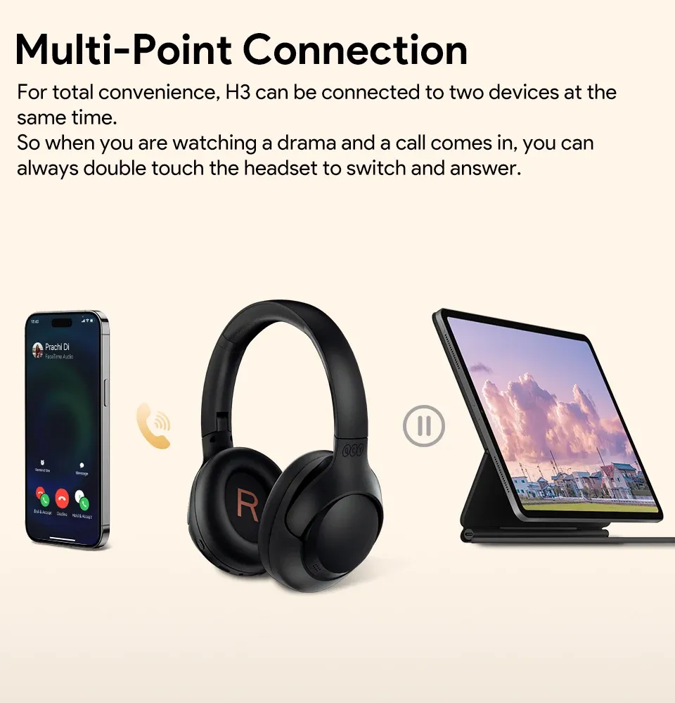 QCY H3 ANC over-ear koptelefoon met hybride ruisonderdrukking