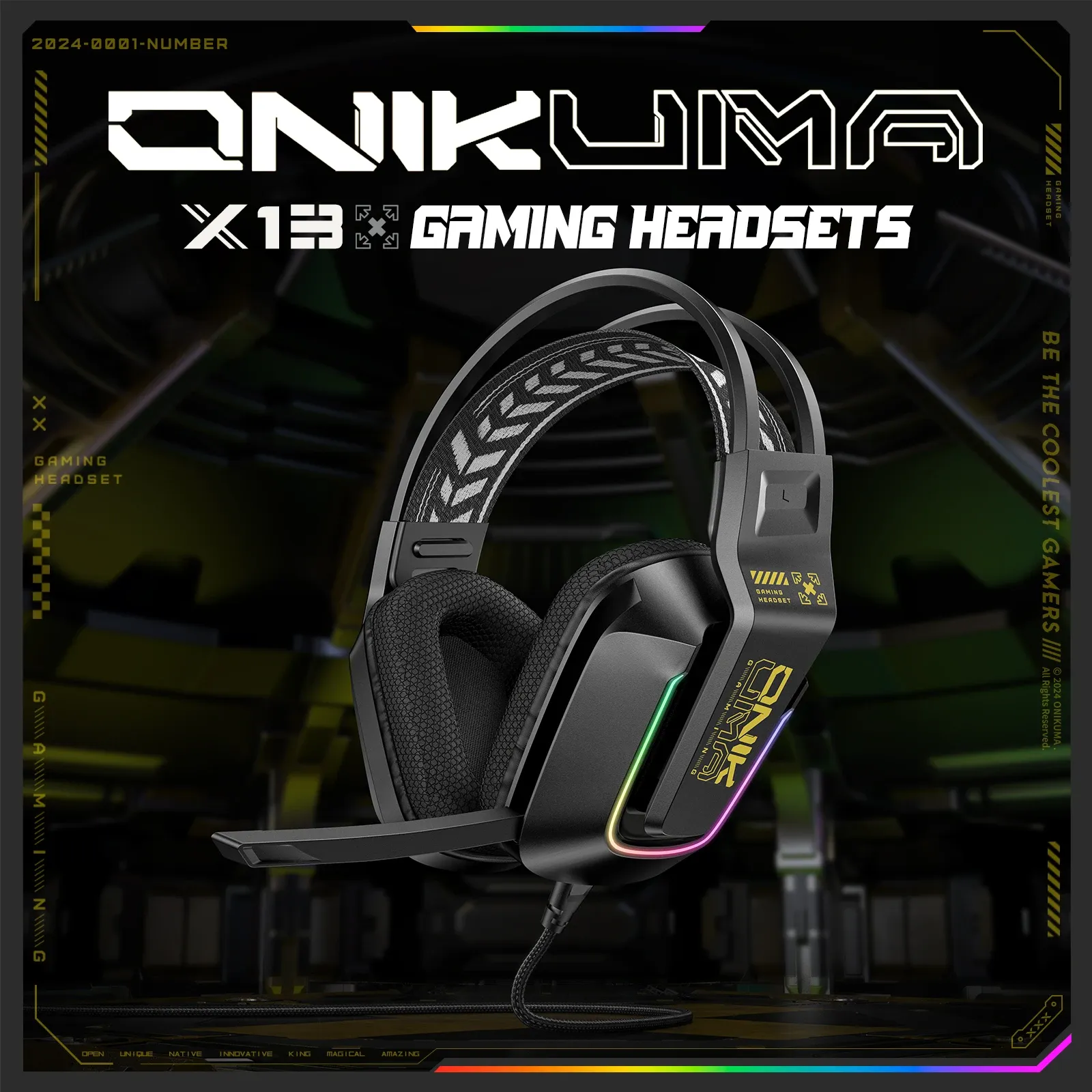 ONIKUMA X13 bedrade RGB gamingheadset voor dagelijks gebruik