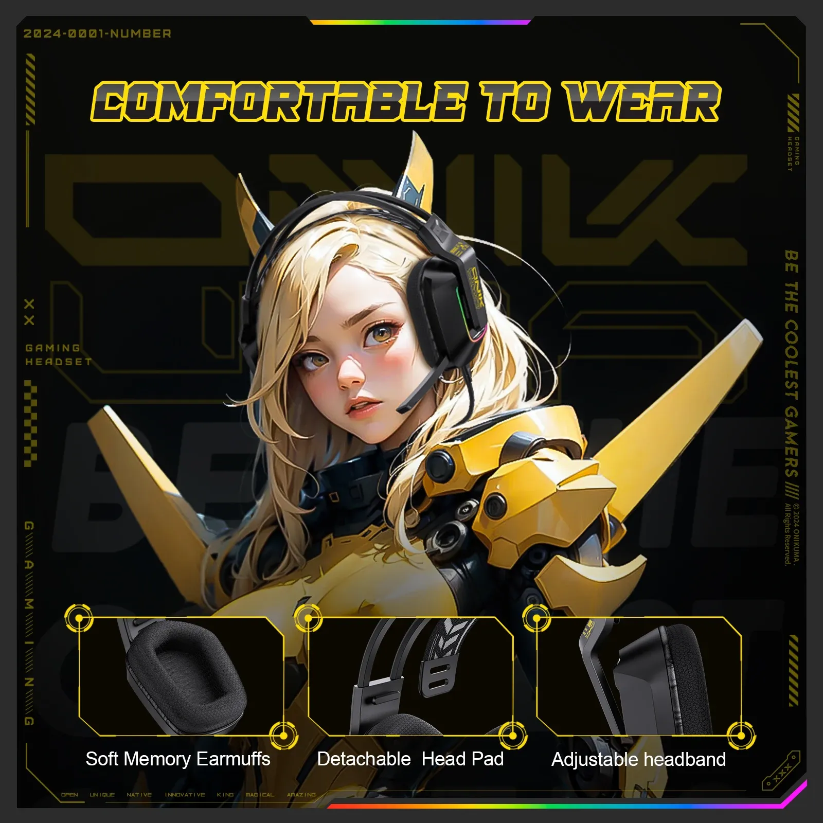 ONIKUMA X13 bedrade RGB gamingheadset voor dagelijks gebruik