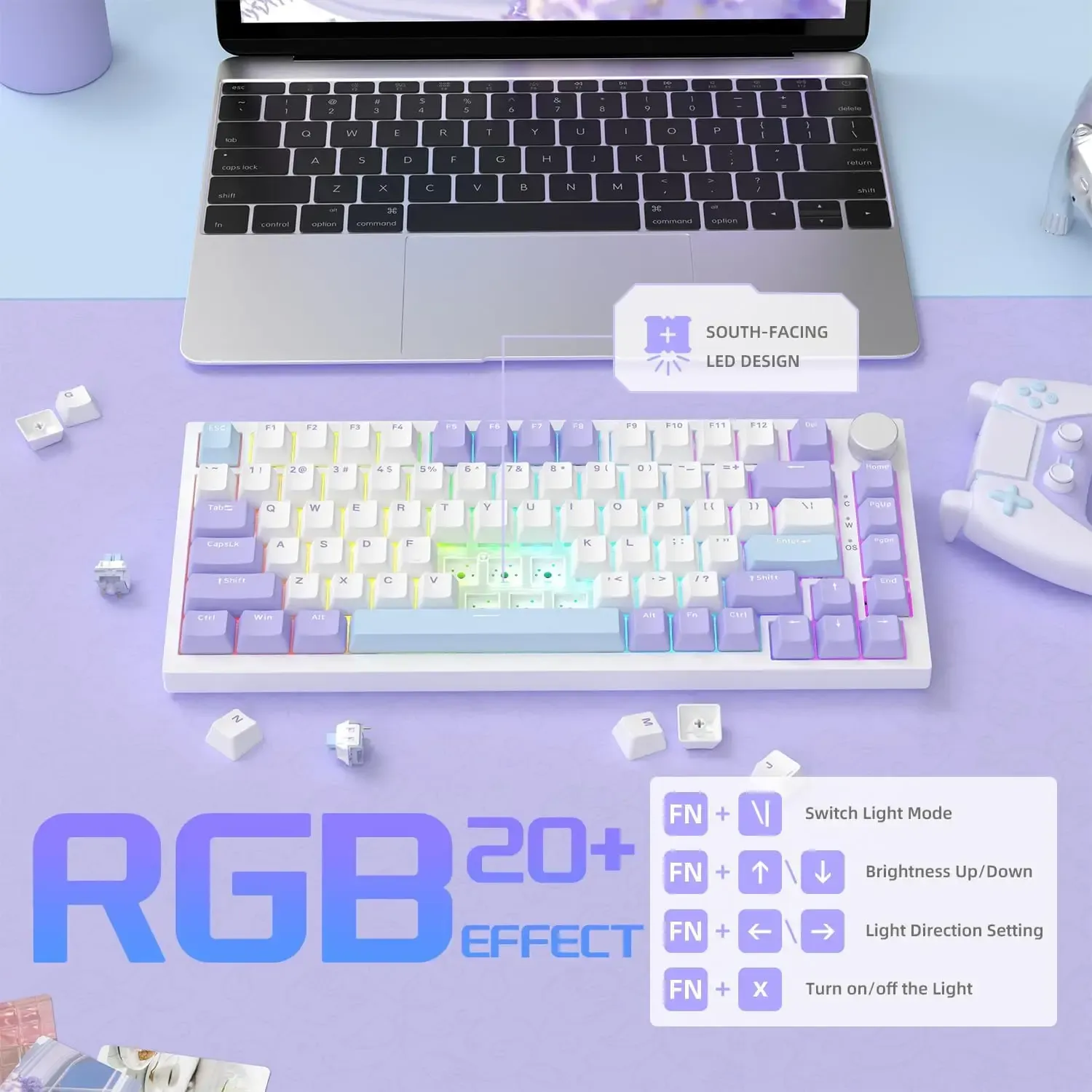 Ajazz AK820 bedraad 75% mechanisch toetsenbord met volumeknop en PBT-caps