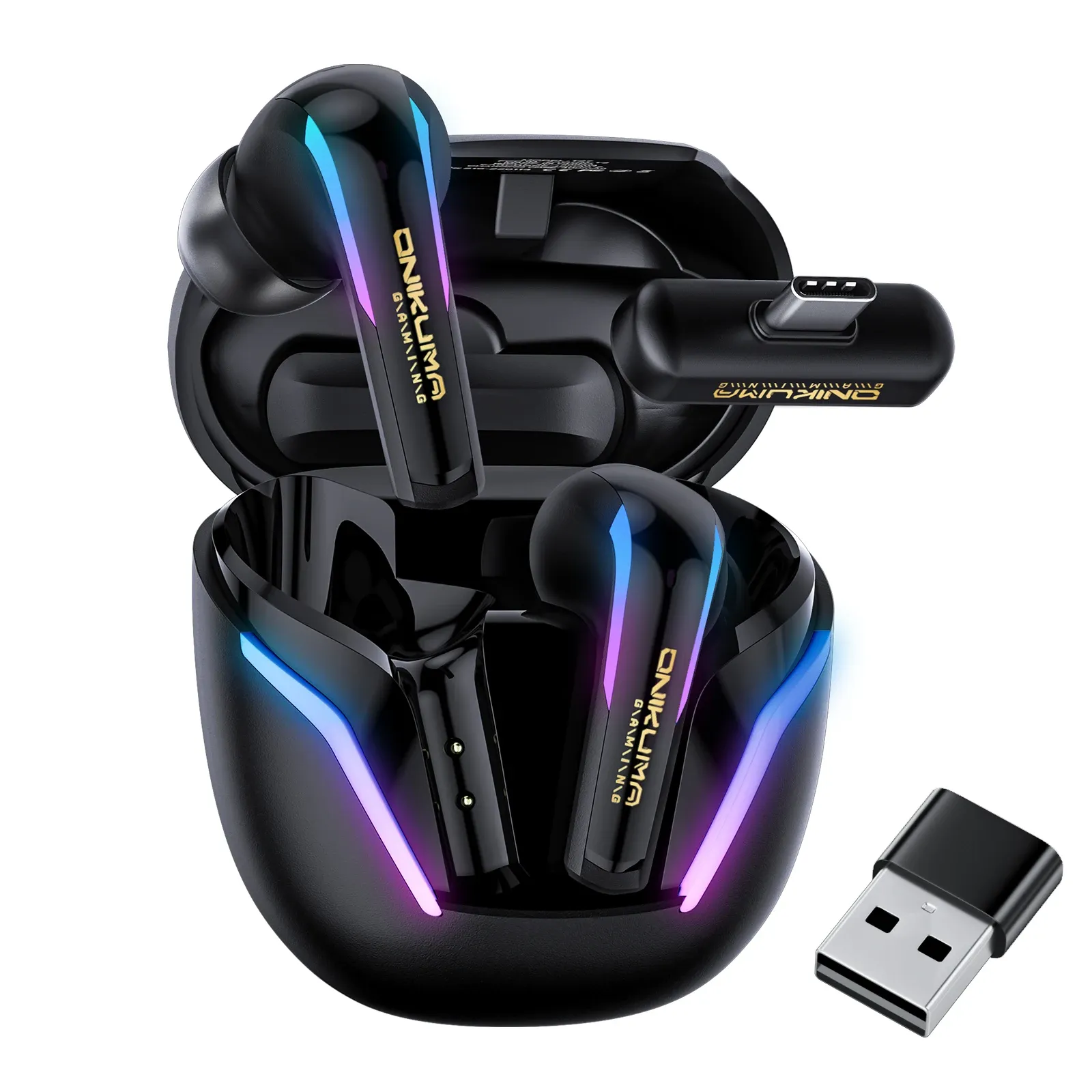 ONIKUMA T27 draadloze gaming-oordopjes met RGB en lage vertraging