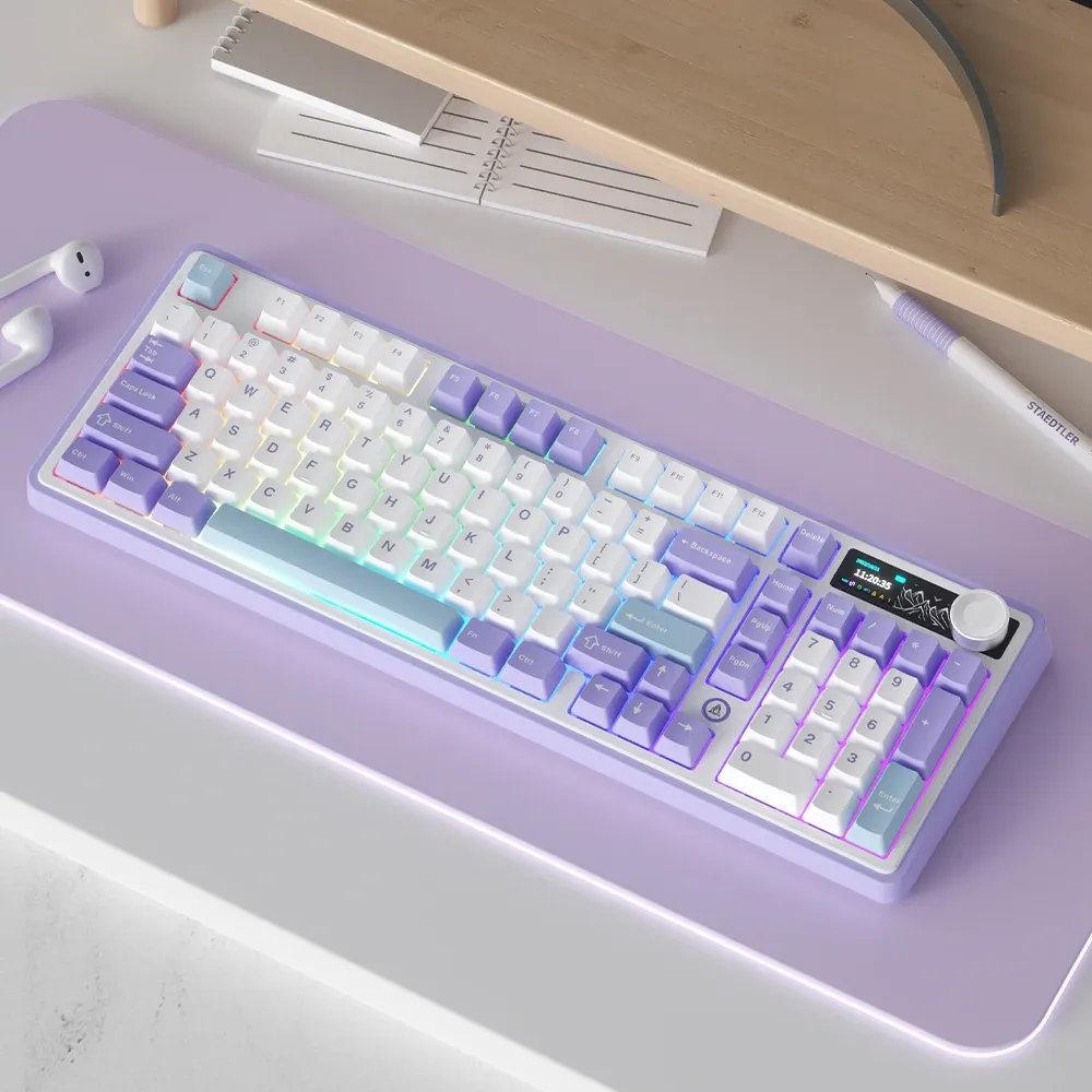 Ajazz AK980 mechanisch toetsenbord met kleurenscherm en tri-mode