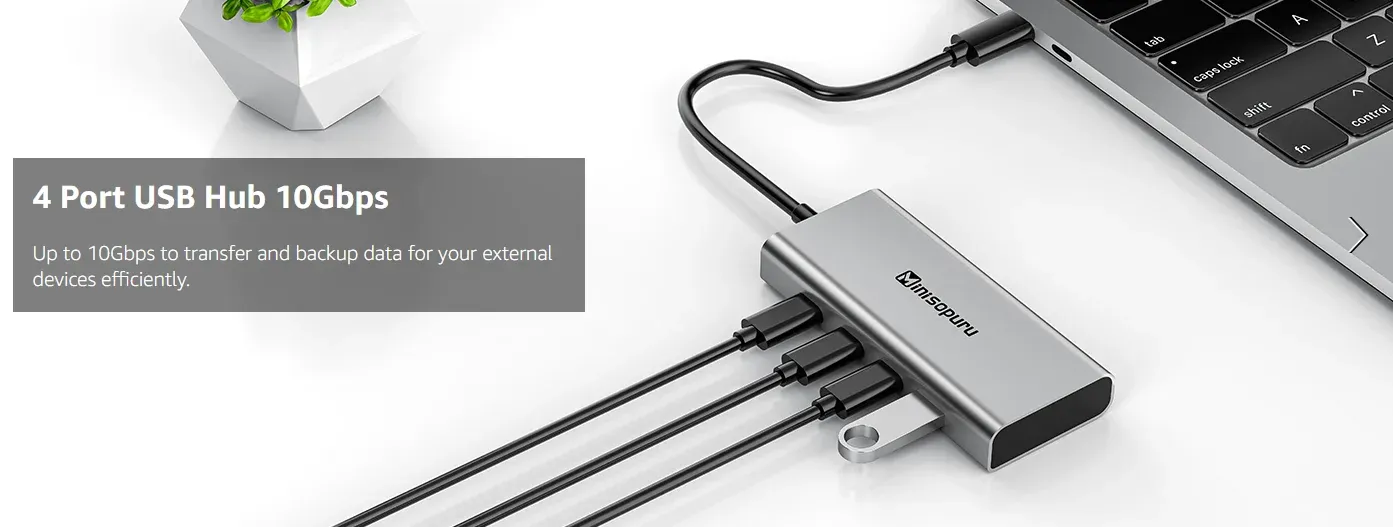 Minisopuru 4-poorts USB-C hub 10 Gbps