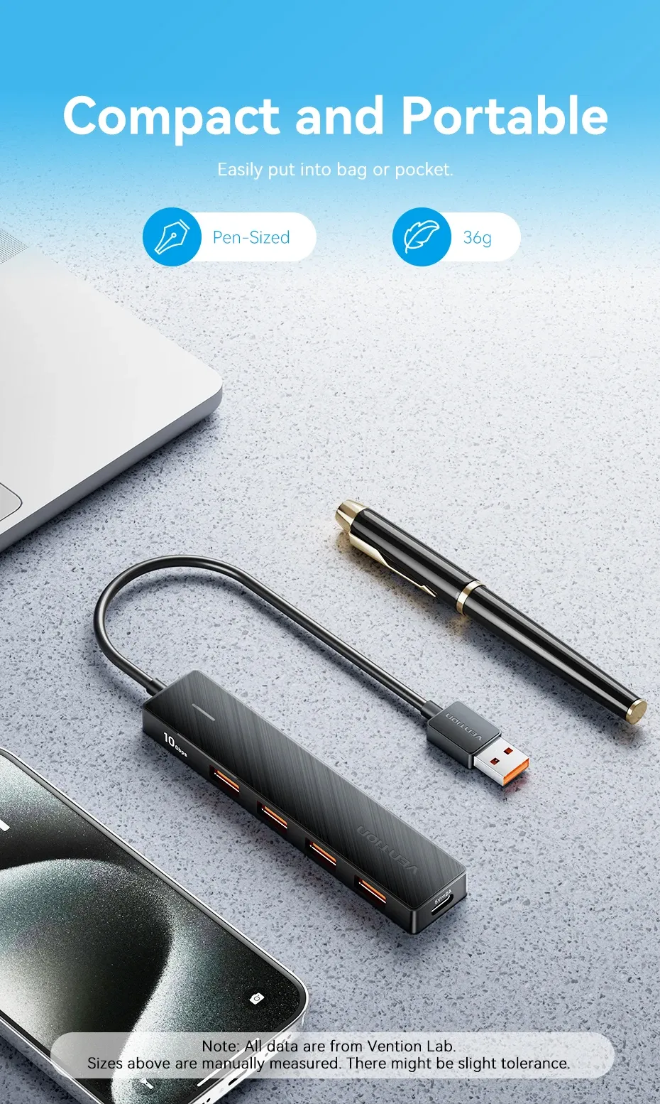 Vention 5-in-1 USB 3.2 Gen2 hub met 10Gbps