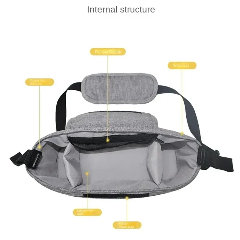 Compacte kinderwagen-organizer met flessenhouder