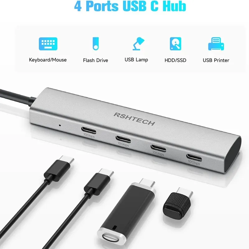 RSHTECH 4-poorts USB-C datacentrumhub 10Gbps