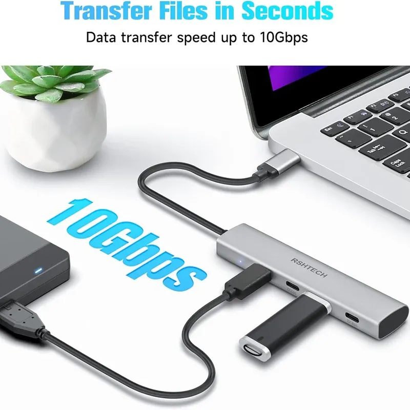 RSHTECH 4-poorts USB-C datacentrumhub 10Gbps