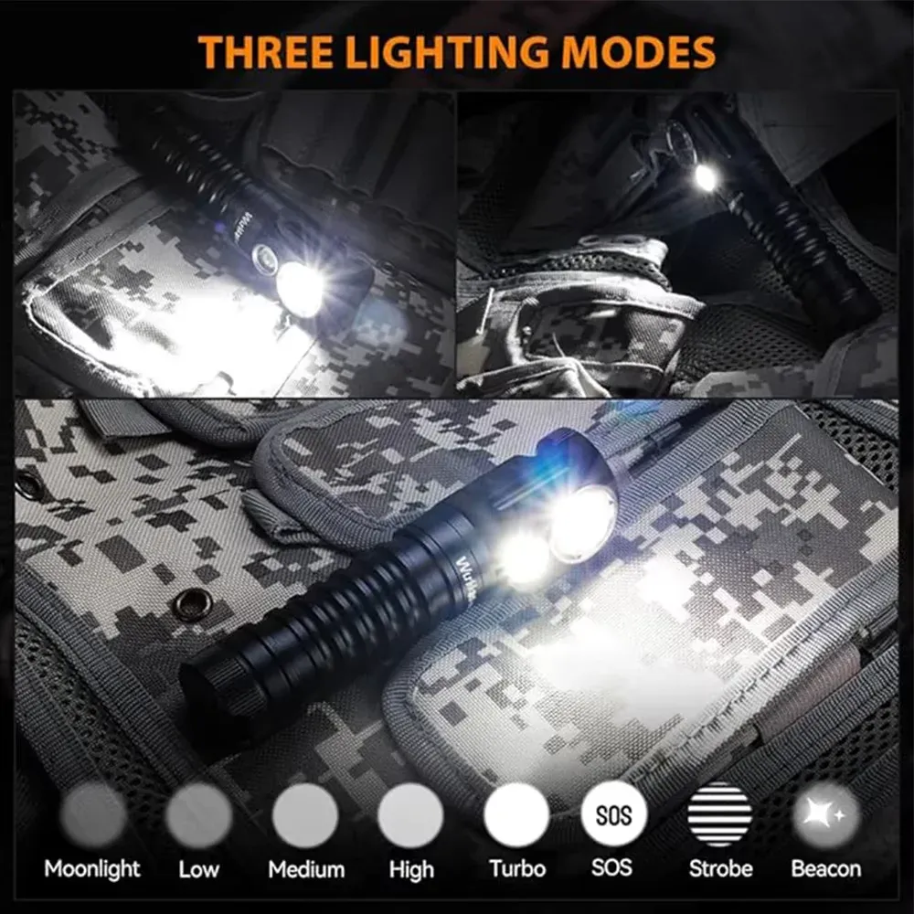 Wurkkos HD20 oplaadbare hoofdlamp met clip en magneet