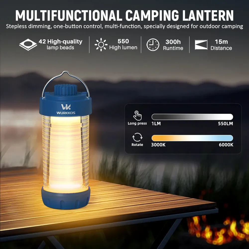 Wurkkos CL01 oplaadbare campinglamp met RGB en powerbank
