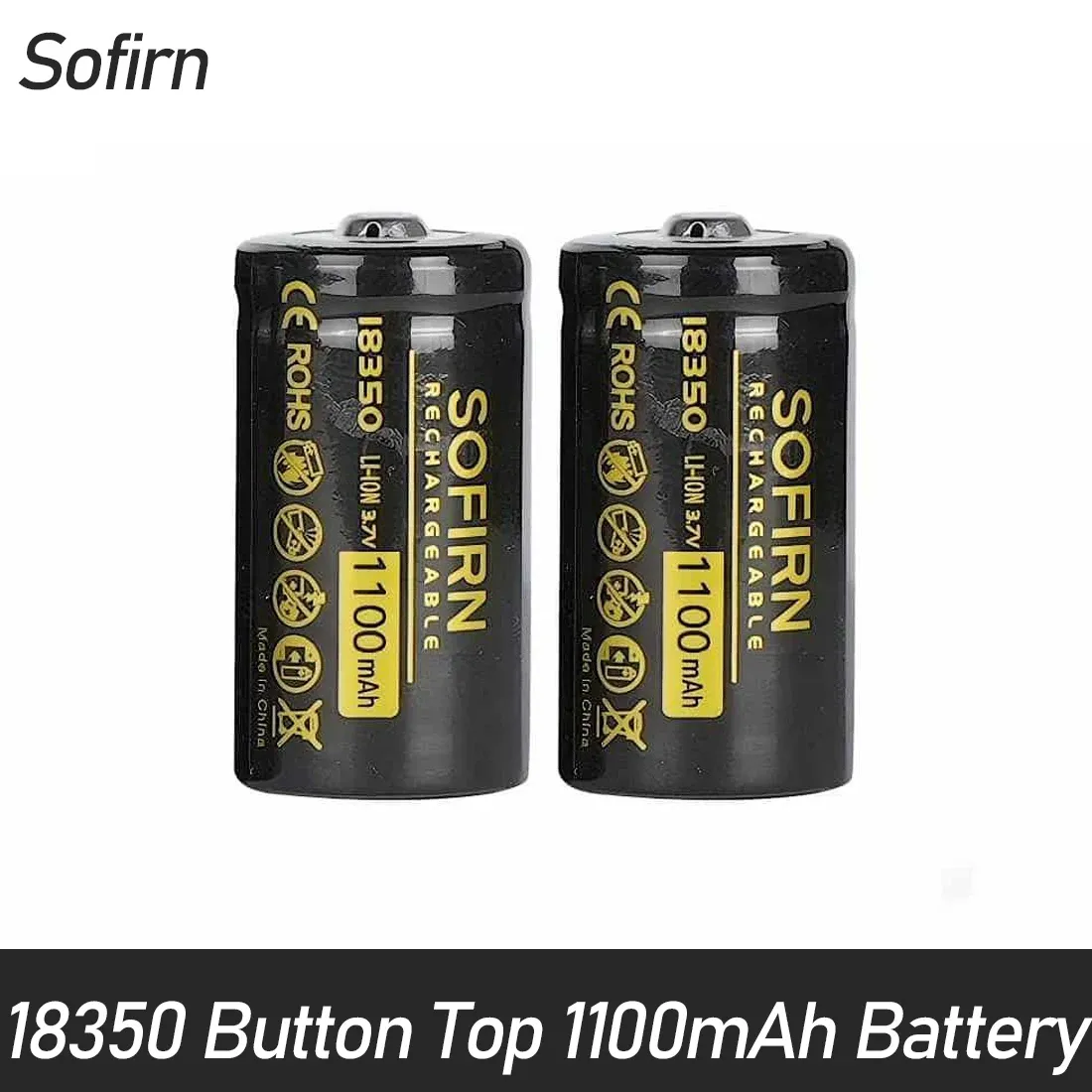 Sofirn 18350 button-top accu 1100 mAh voor tactische zaklampen