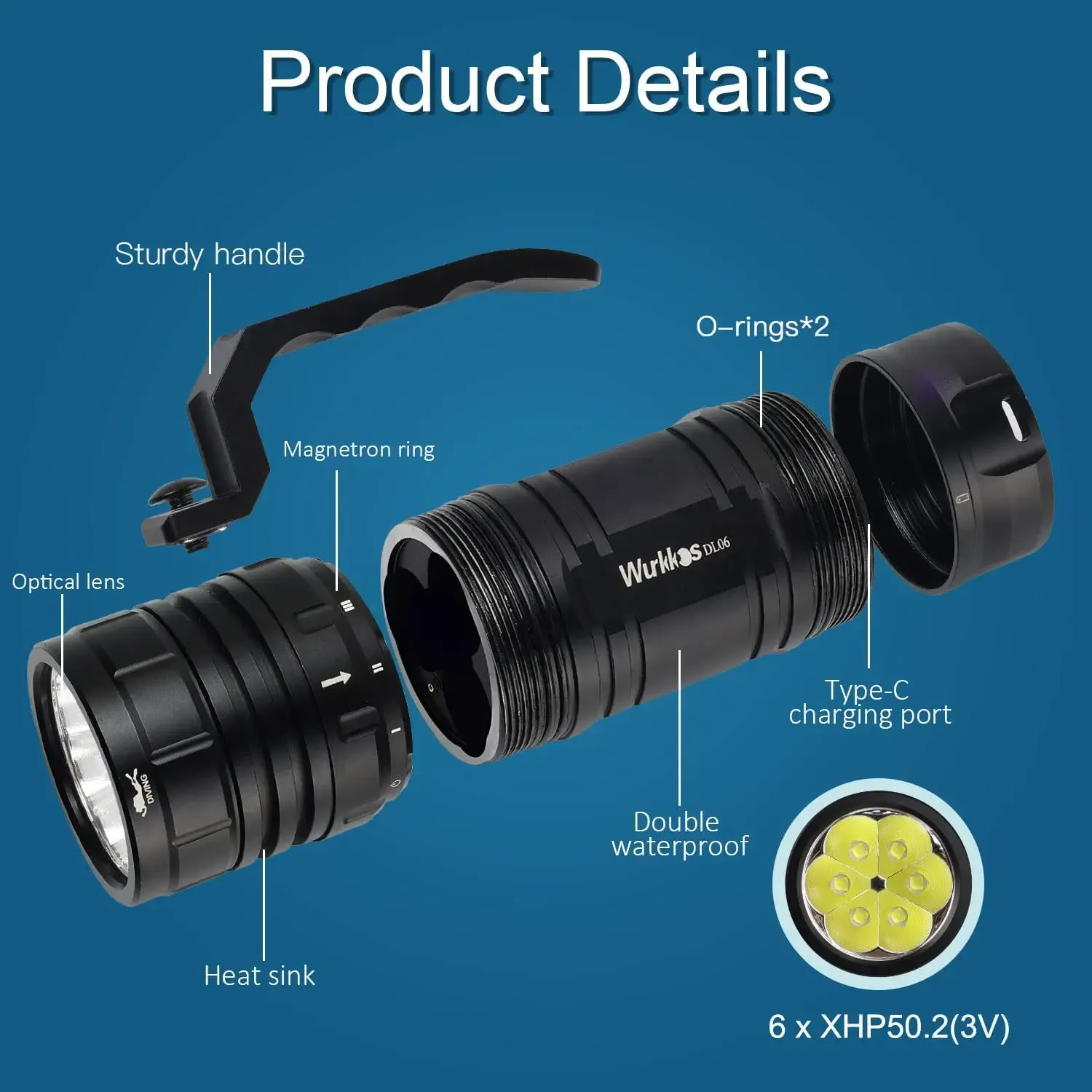 Wurkkos DL06 oplaadbare duikzaklamp met groot bereik