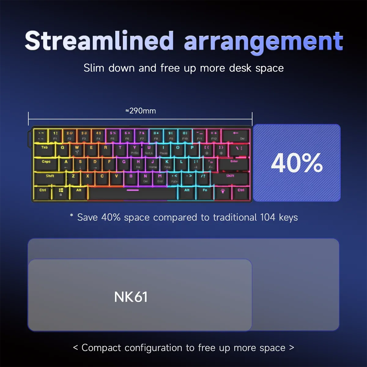 Ajazz NK61 bedraad 60% mechanisch RGB-toetsenbord