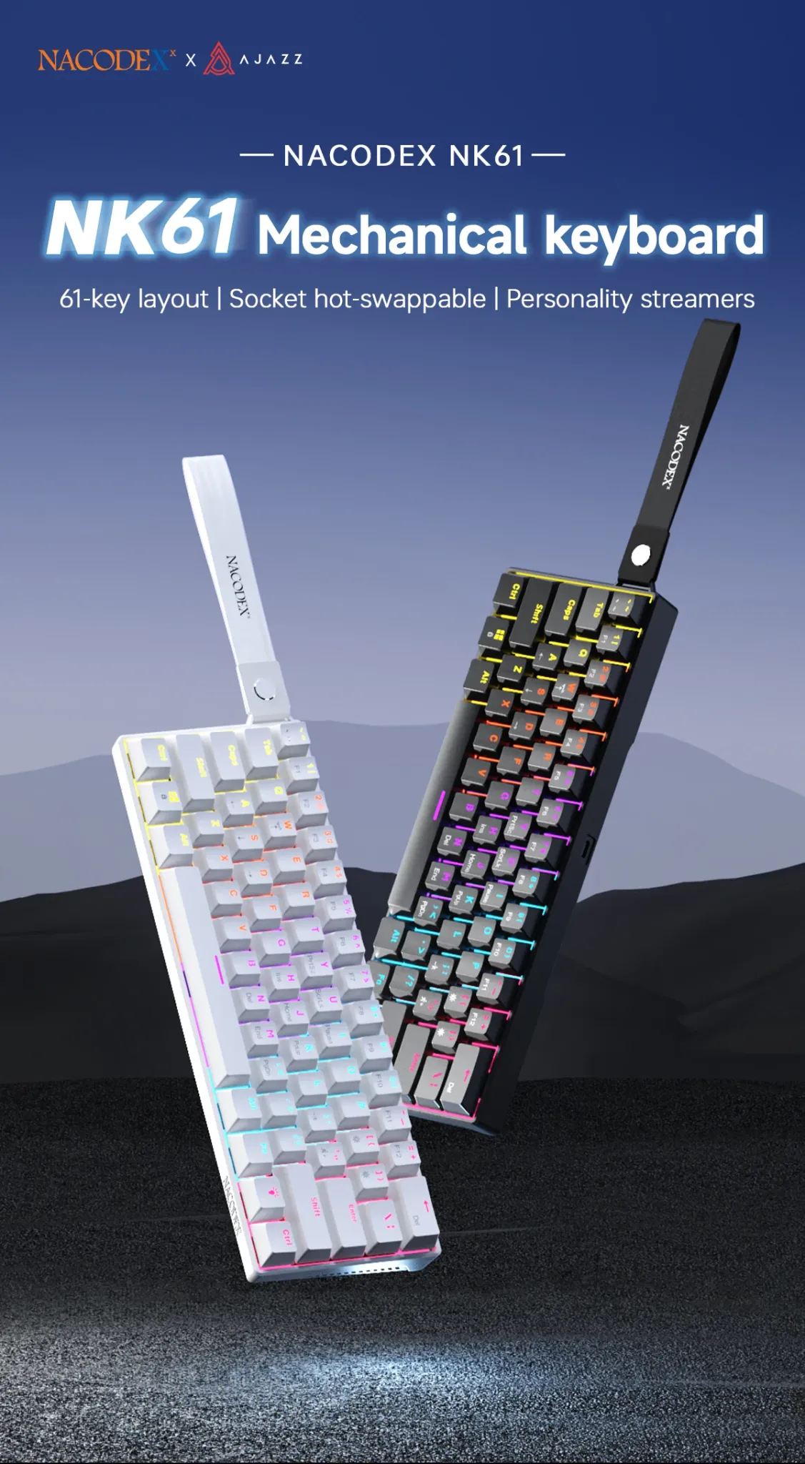 Ajazz NK61 bedraad 60% mechanisch RGB-toetsenbord