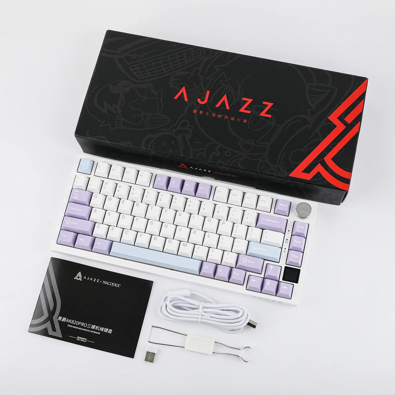 Ajazz AK820 Pro 75% mechanisch tri-mode toetsenbord met TFT-scherm