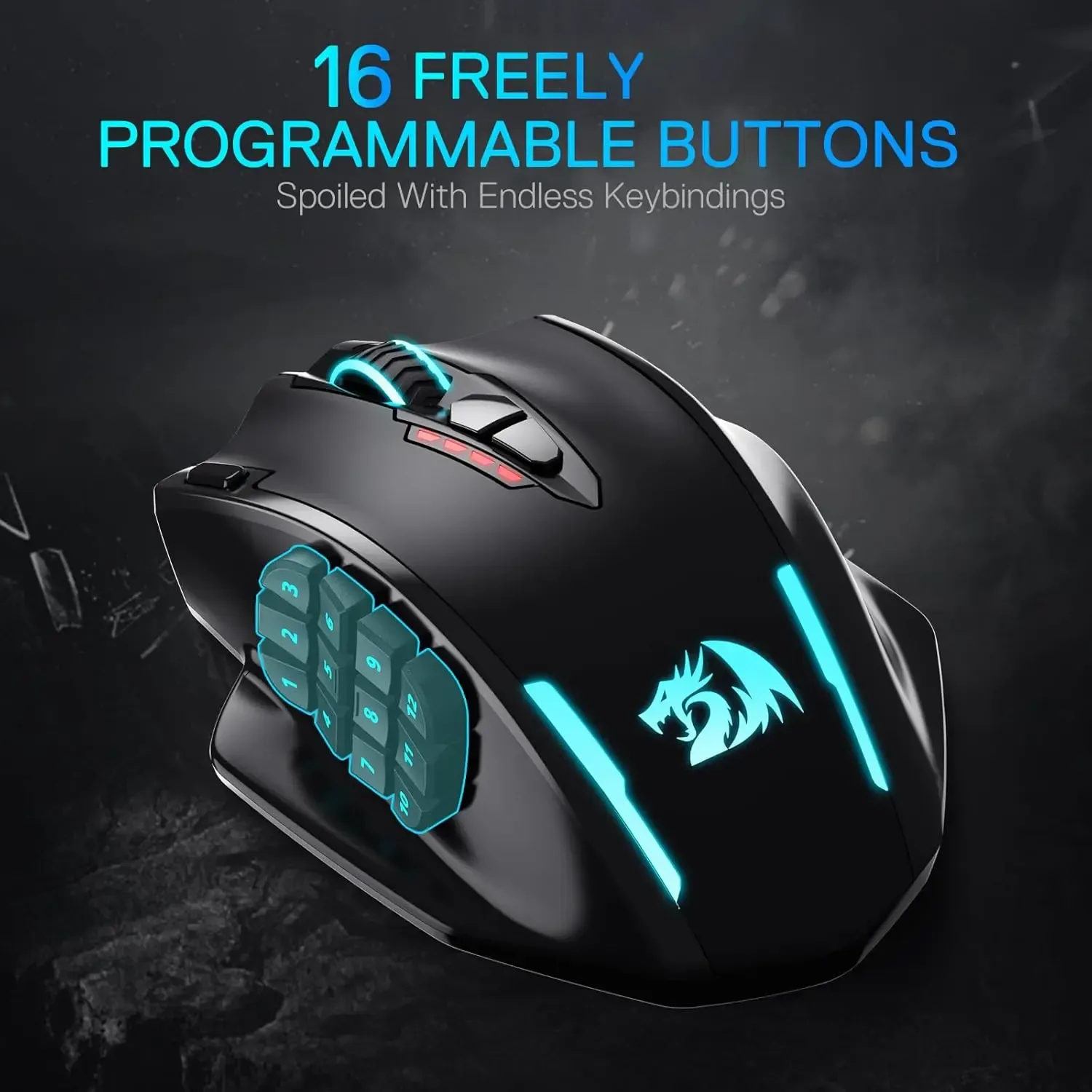 Redragon M913 MAX draadloze MMO-gamingmuis met 16 knoppen en 26K DPI