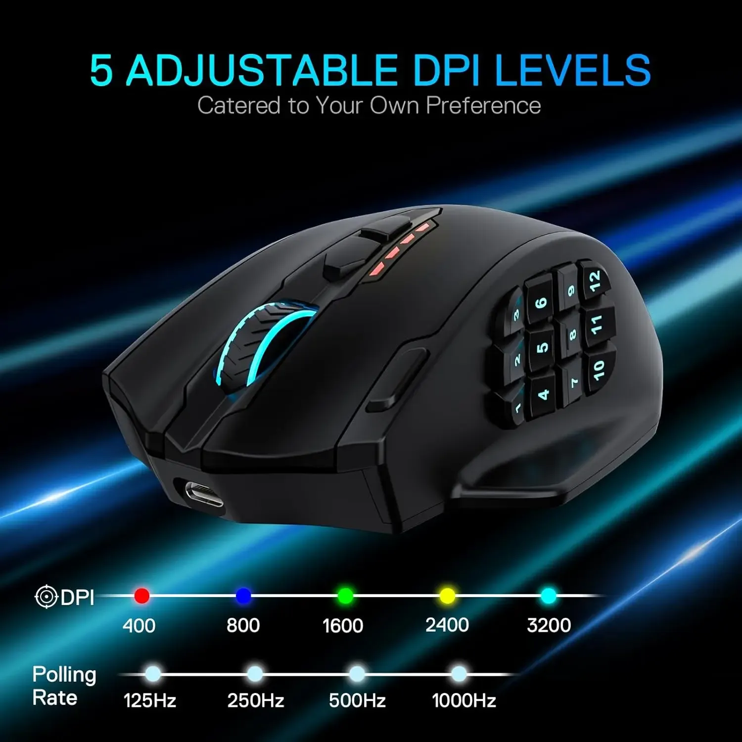 Redragon M913 MAX draadloze MMO-gamingmuis met 16 knoppen en 26K DPI