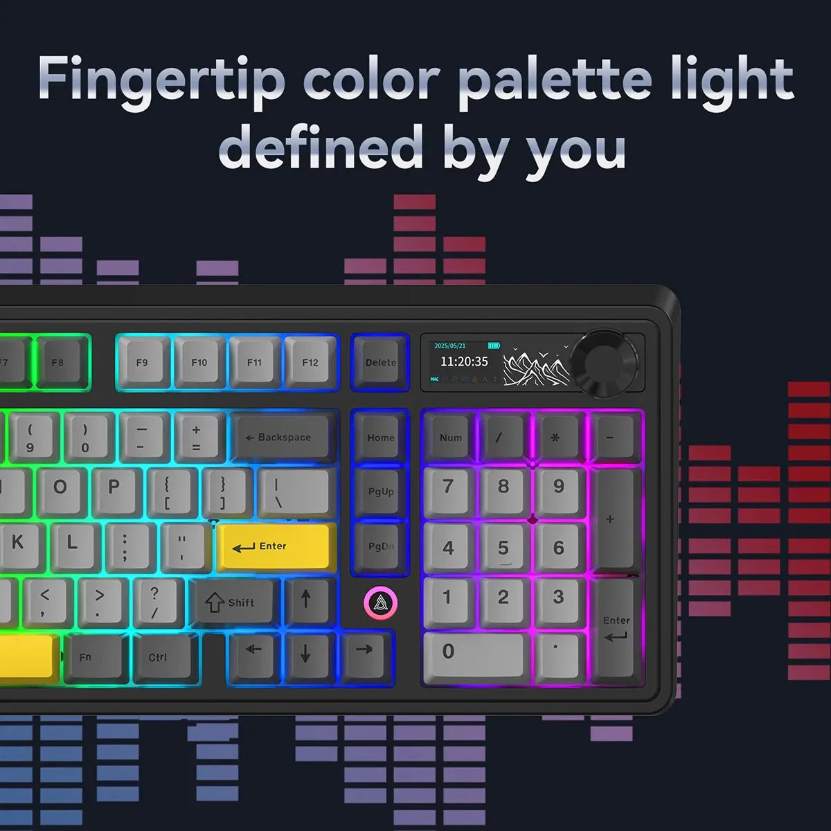 Ajazz AK980 mechanisch gamingtoetsenbord met TFT-scherm en draaiknop