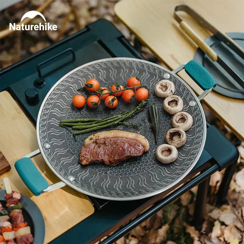 Naturehike ronde camping-grillpan met opvouwbaar handvat
