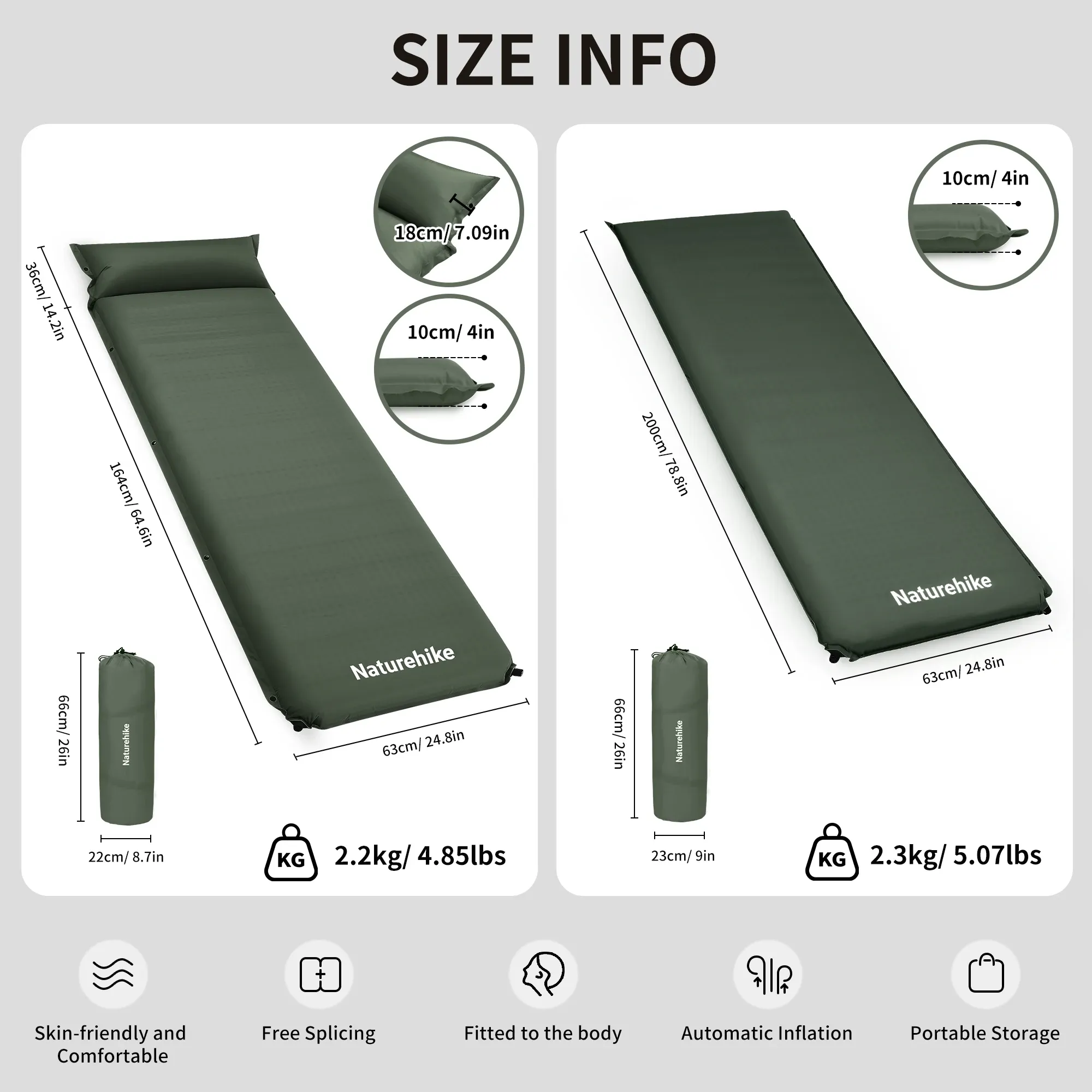 Naturehike zelfopblazende tweepersoons slaapmat 10 cm