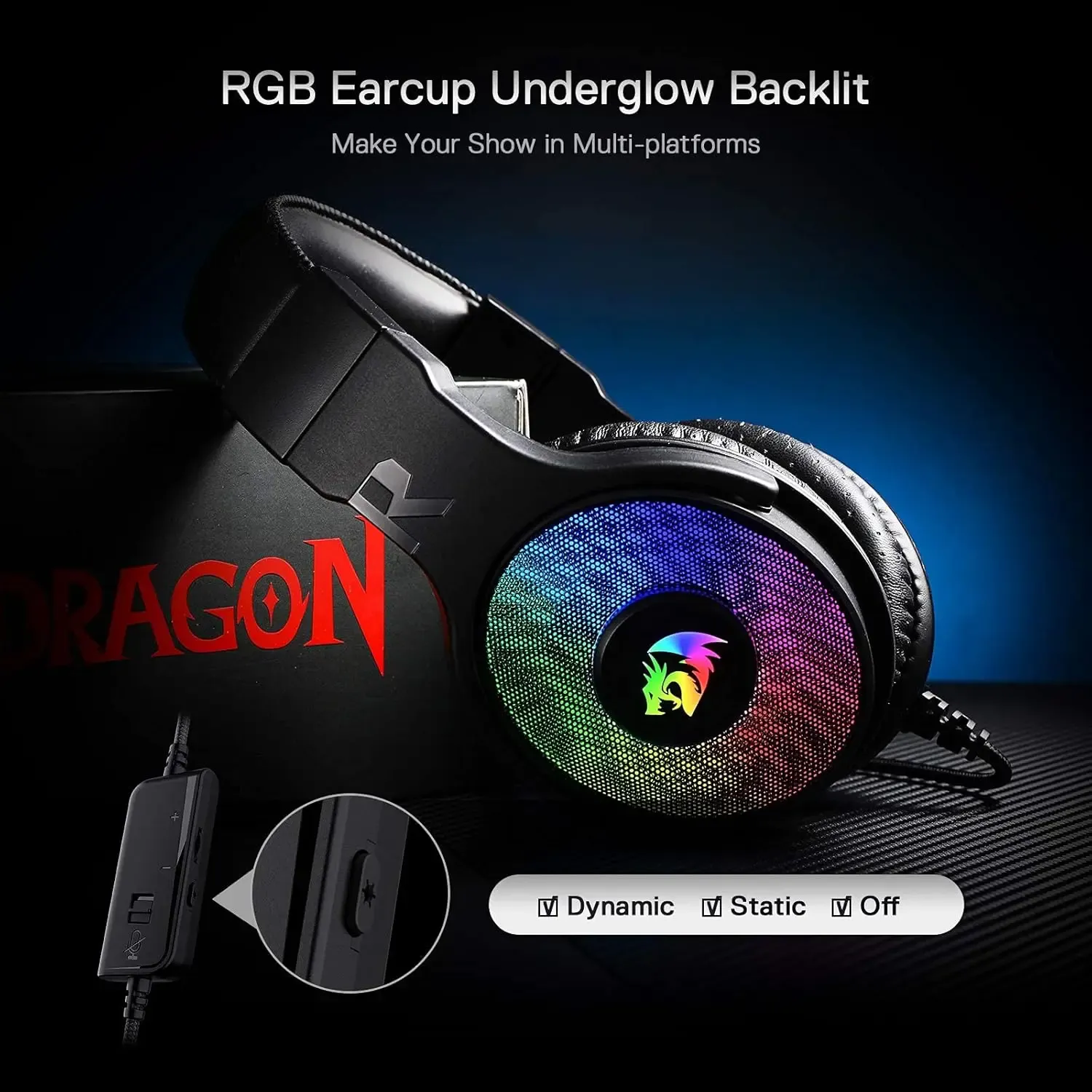 REDRAGON H350 RGB bedrade gamingheadset met 50 mm drivers
