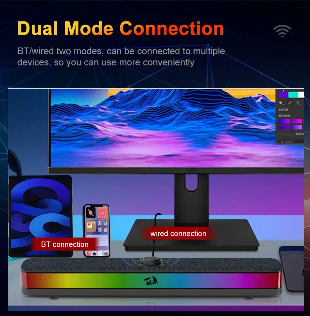 REDRAGON NEO GS515 RGB desktop soundbar met Bluetooth