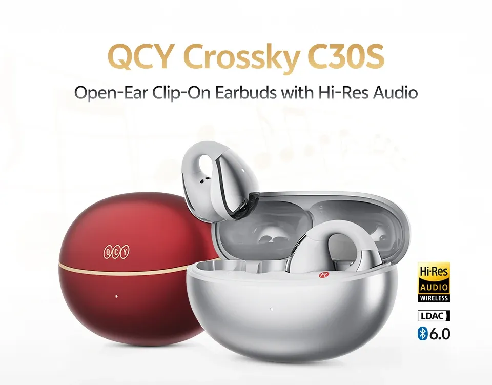 QCY Crossky C30S clip-on open-ear oordopjes met LDAC