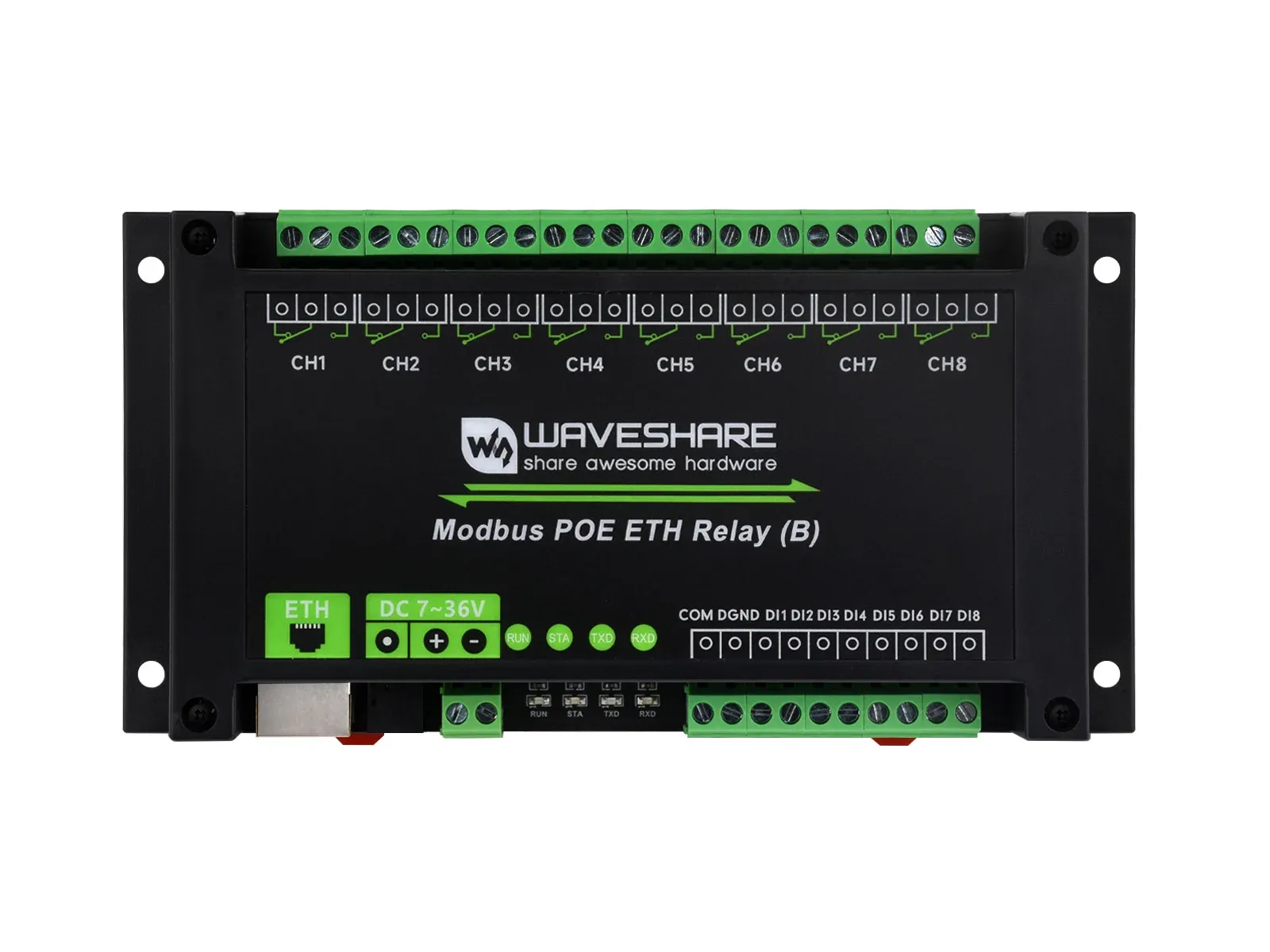 Waveshare 8-kanaals Ethernet-relaismodule met digitale ingangen en PoE