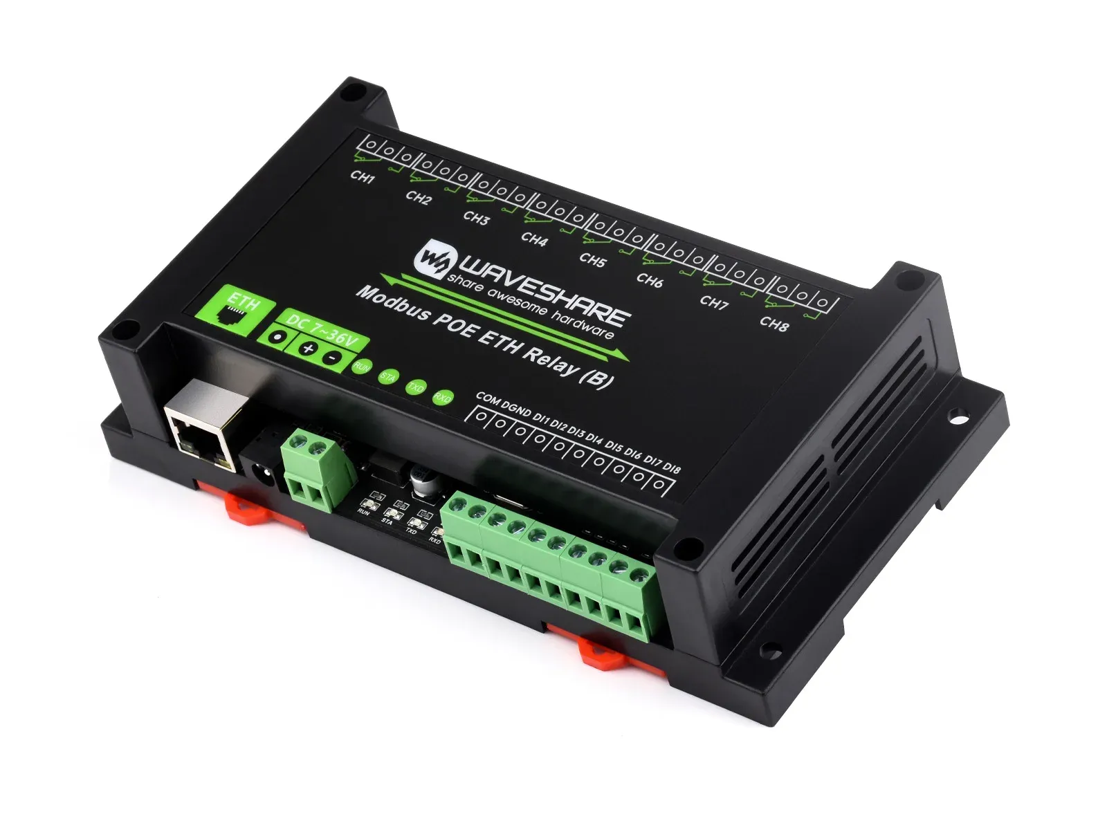 Waveshare 8-kanaals Ethernet-relaismodule met digitale ingangen en PoE