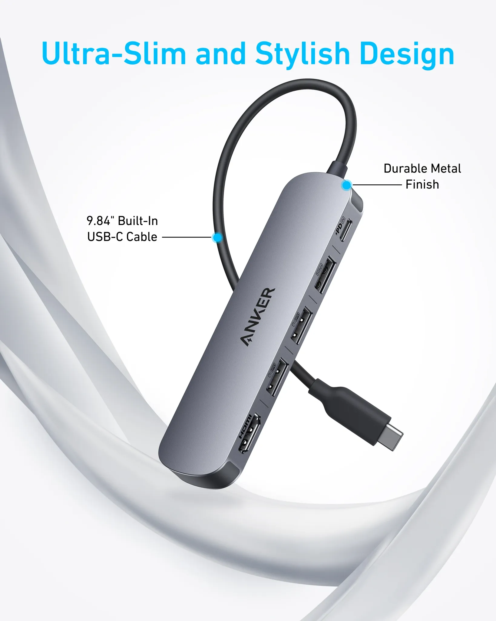Anker 5-in-1 USB-C hub met 4K HDMI en Power Delivery