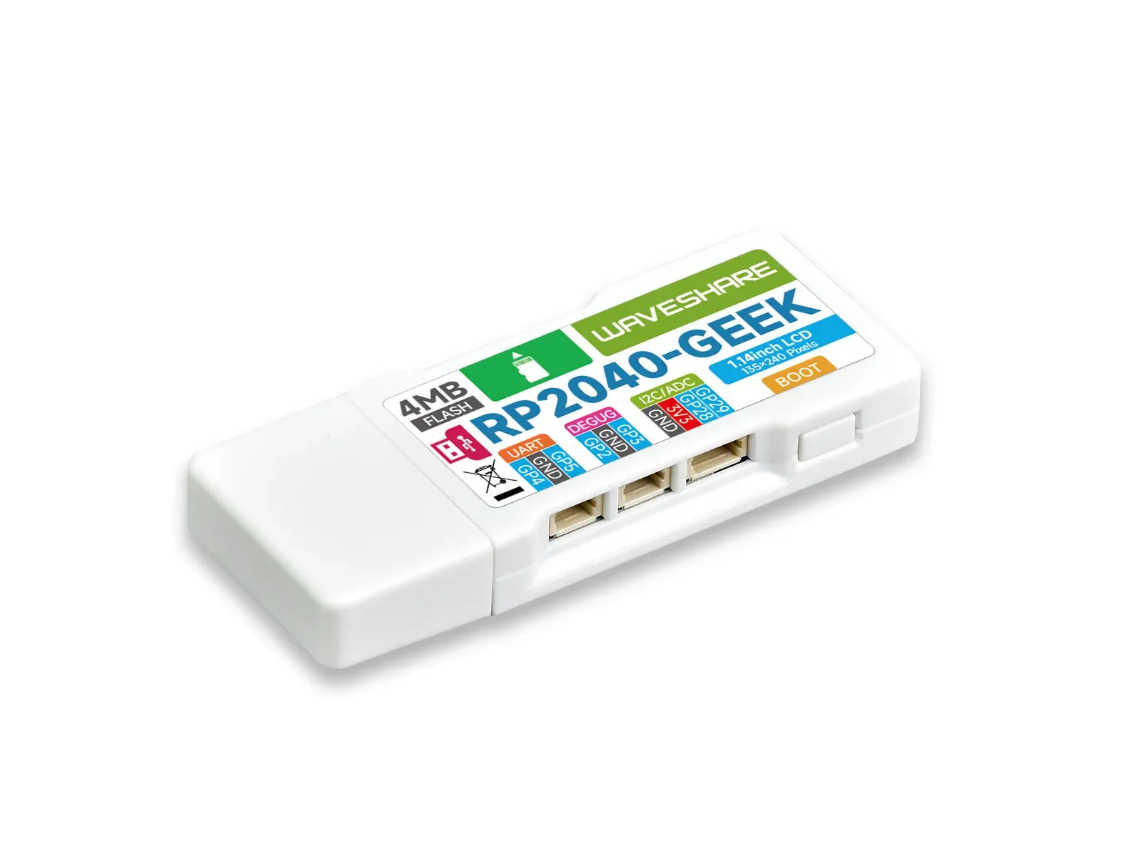 Waveshare RP2040-GEEK ontwikkelbord met 1,14 inch LCD en USB-debugging