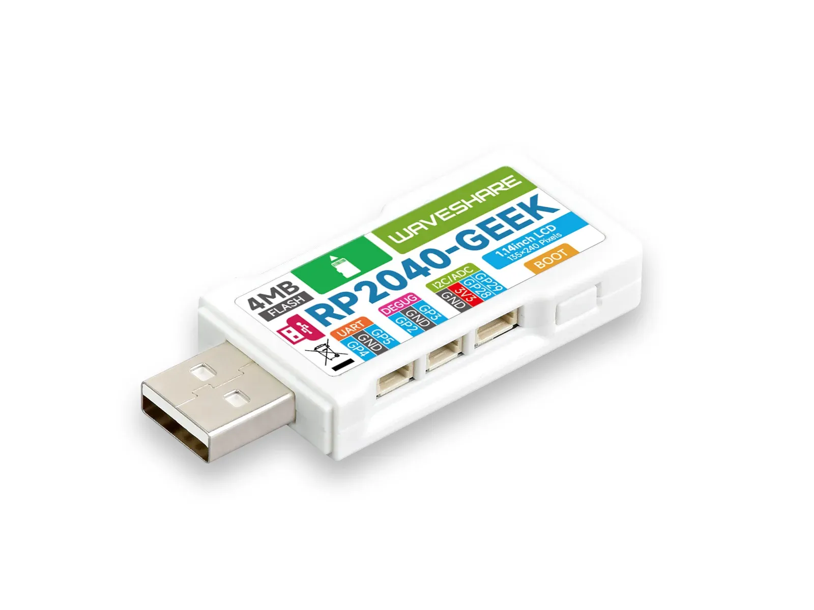 Waveshare RP2040-GEEK ontwikkelbord met 1,14 inch LCD en USB-debugging