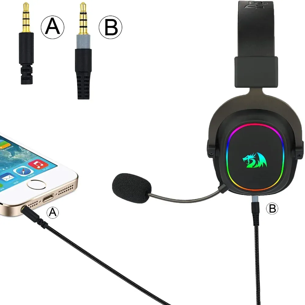 Redragon H510 Zeus vervangende AUX-kabel met nylon vlecht