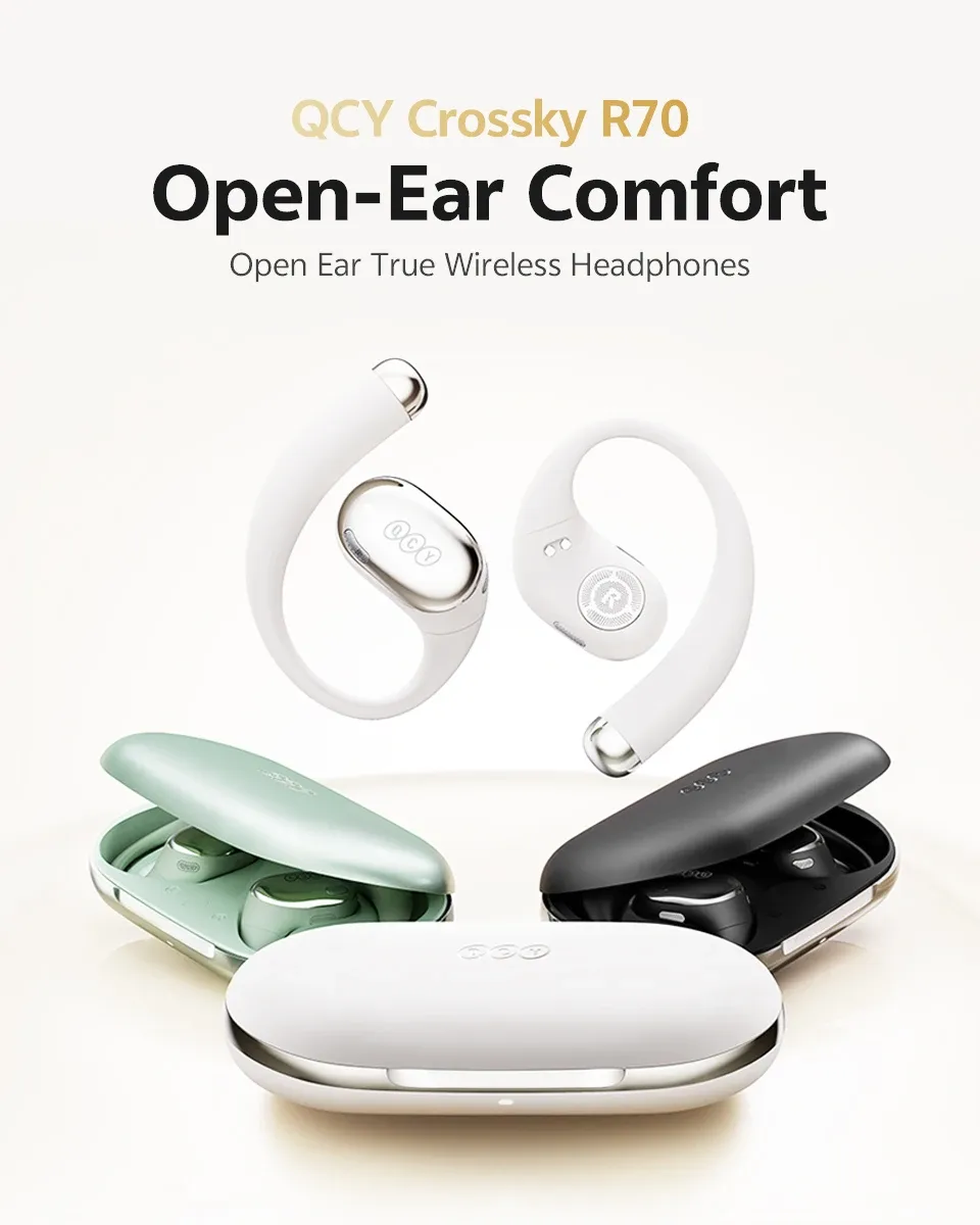 QCY Crossky R70 open-ear oordopjes met LDAC en Bluetooth 6.0