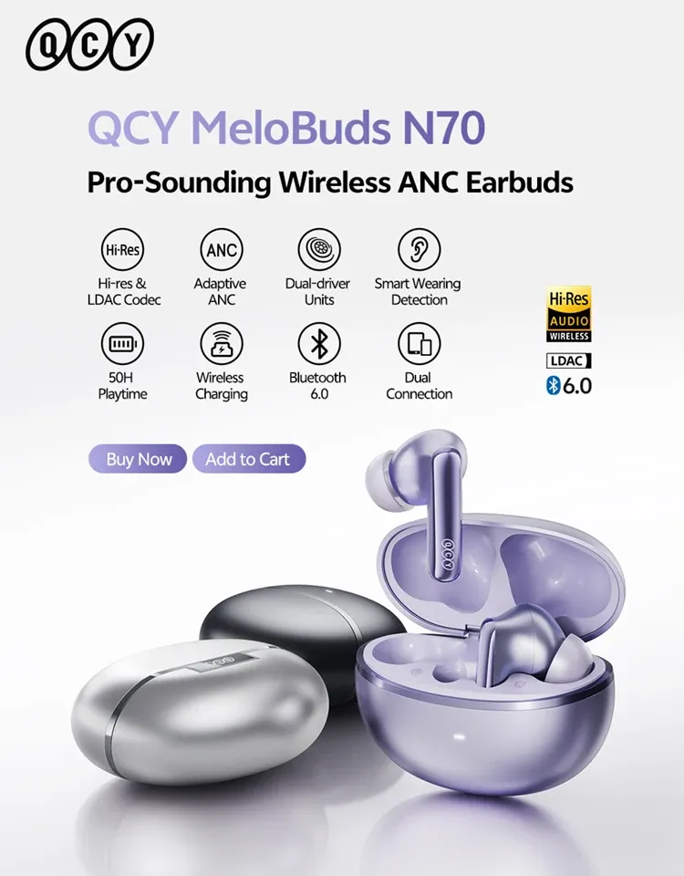 QCY HT05 ANC draadloze oordopjes met 40 dB ruisonderdrukking