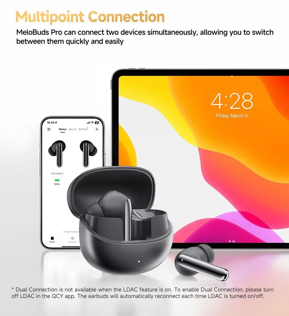 QCY MeloBuds Pro ANC-oordopjes met LDAC en 6 microfoons