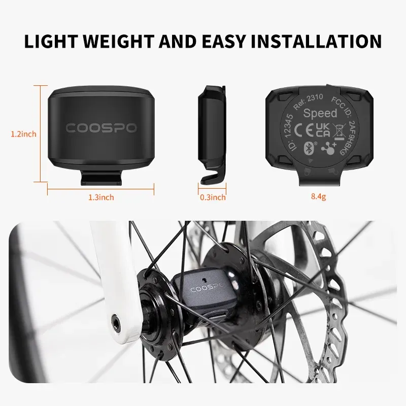 COOSPO draadloze snelheids- en cadanssensor met Dual Bluetooth 5.0 en ANT+