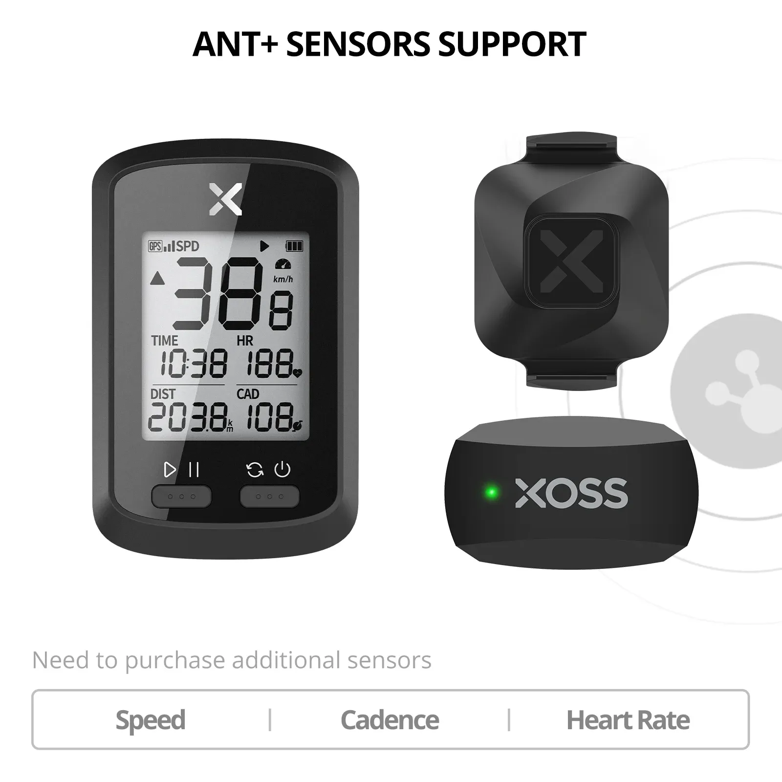 XOSS G+ GPS fietscomputer met draadloze app-synchronisatie