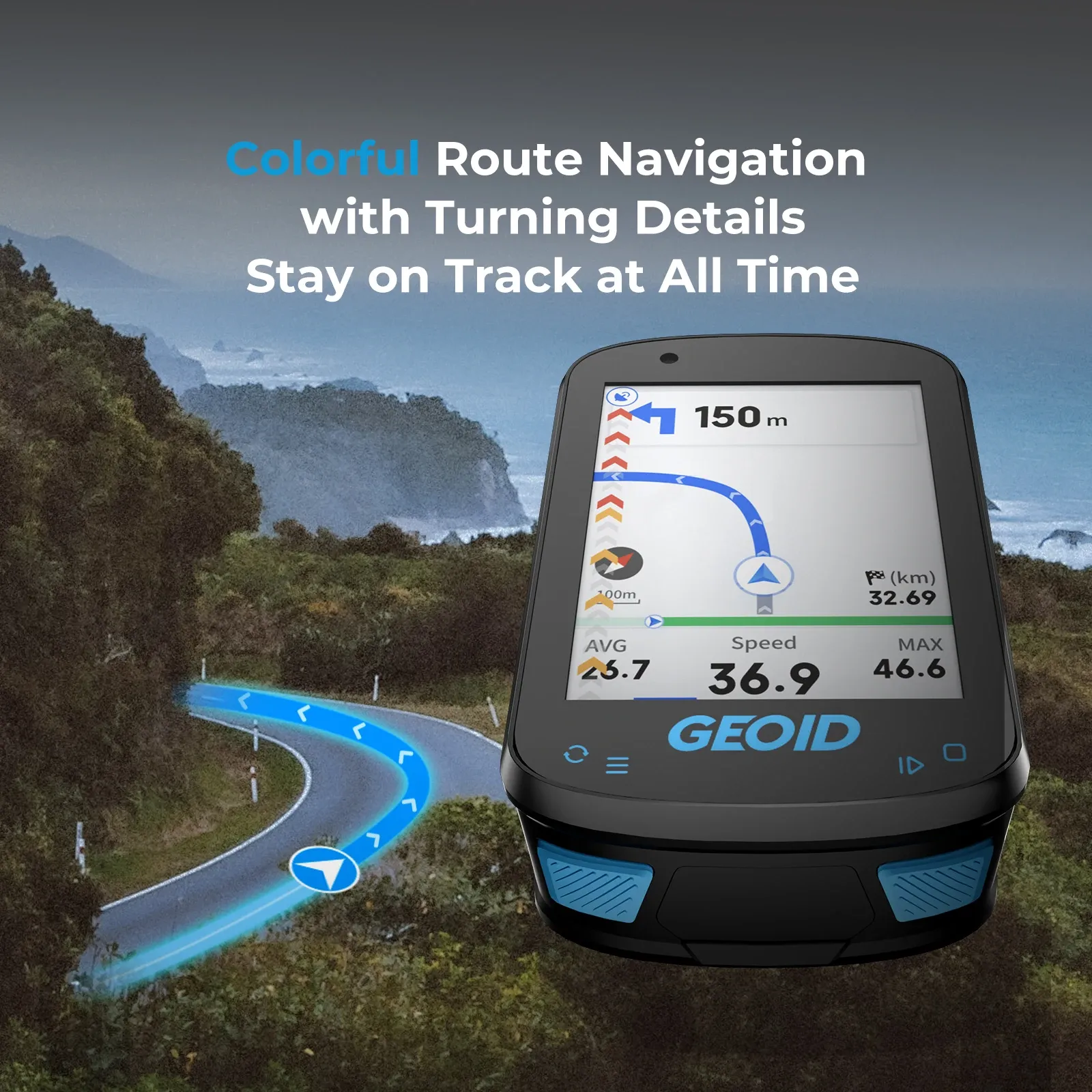 GEOID CC600 GPS-fietscomputer met kleurenscherm