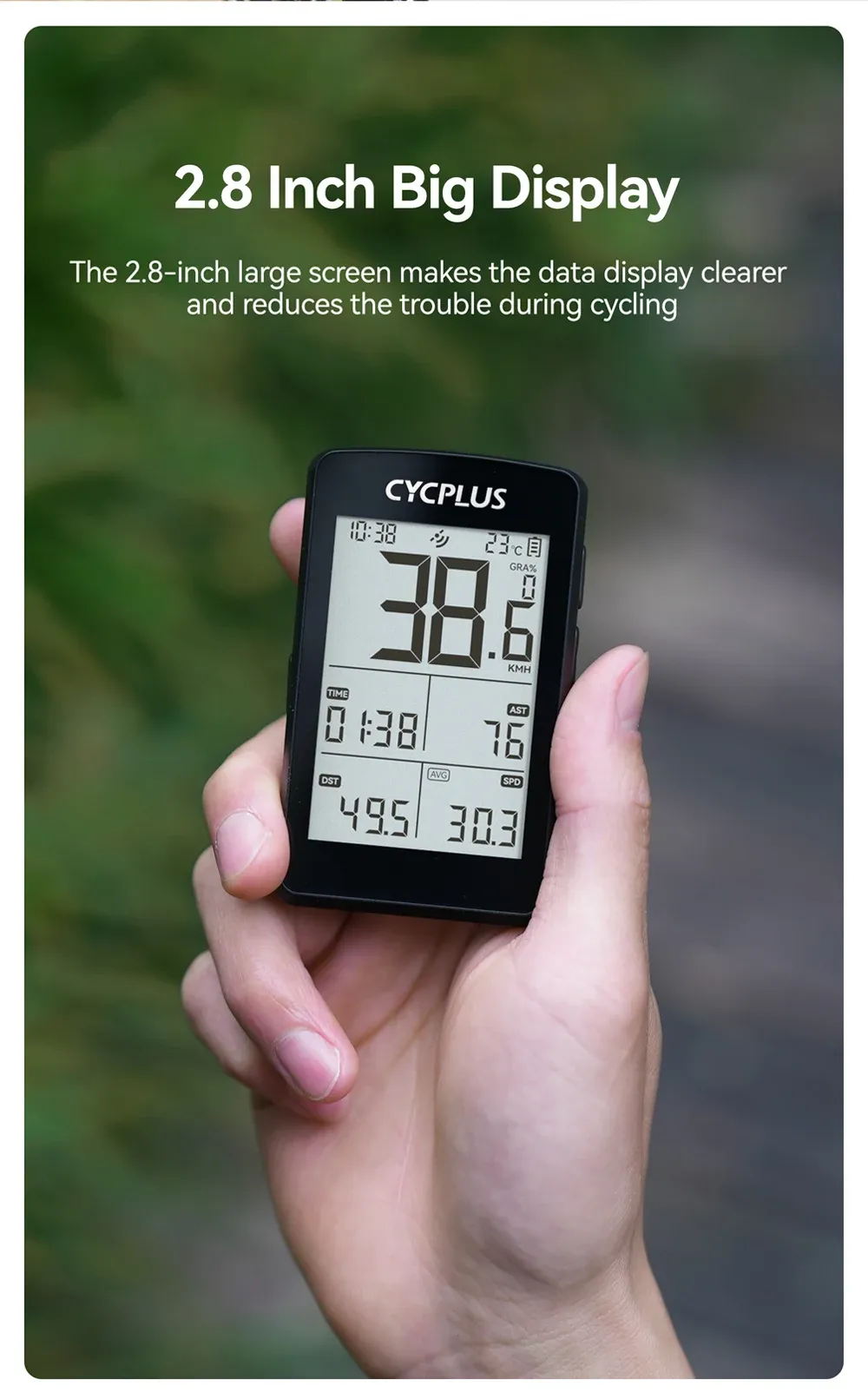 CYCPLUS M3 GPS-fietscomputer met groot display