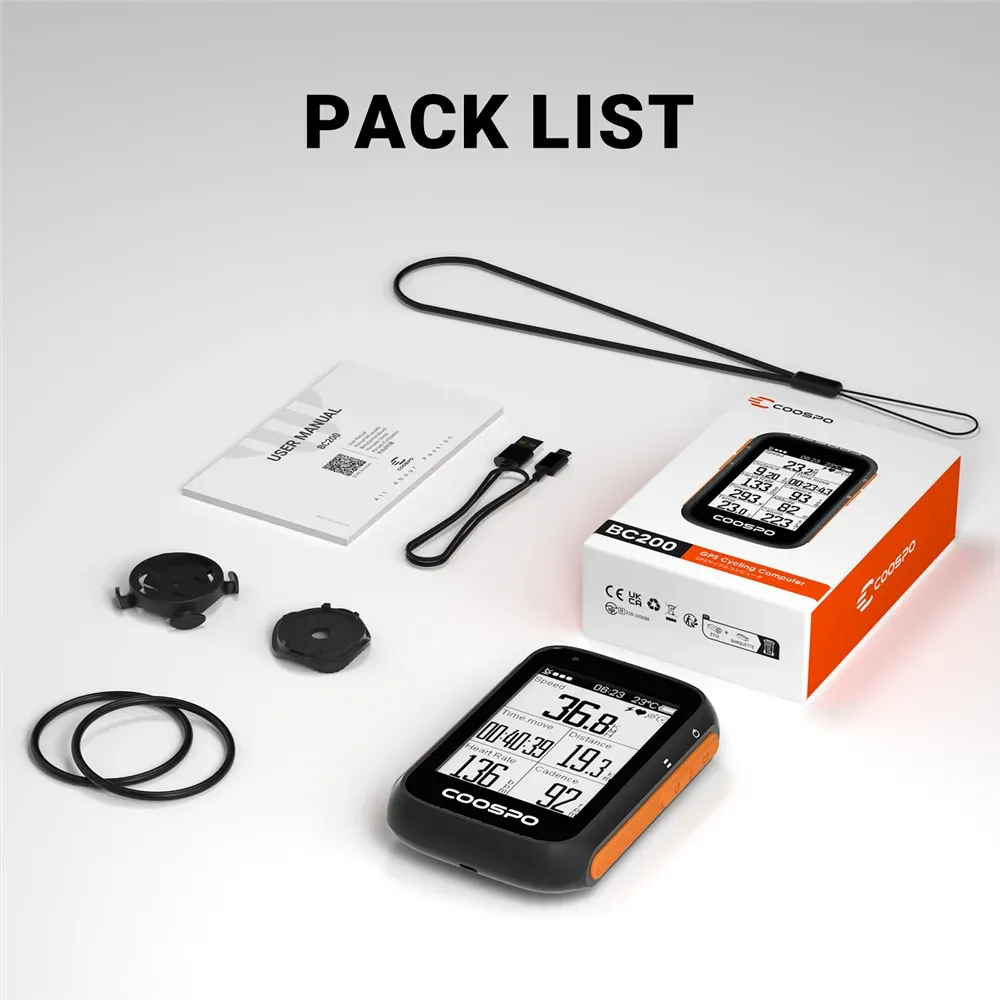 COOSPO BC200 GPS fietscomputer met Bluetooth 5.0 en ANT+
