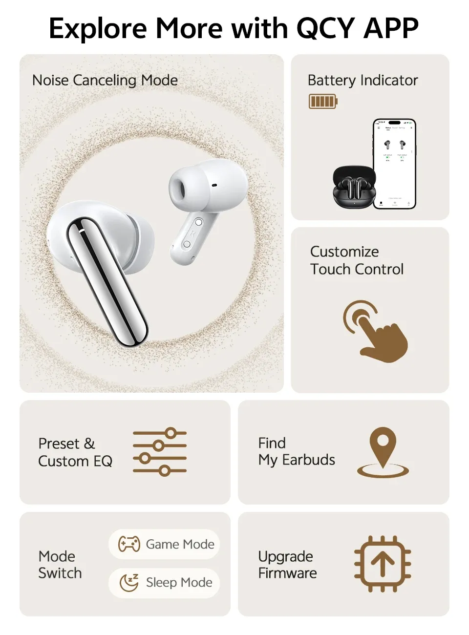 QCY MeloBuds N20 draadloze ANC-oordopjes met Bluetooth 6.0