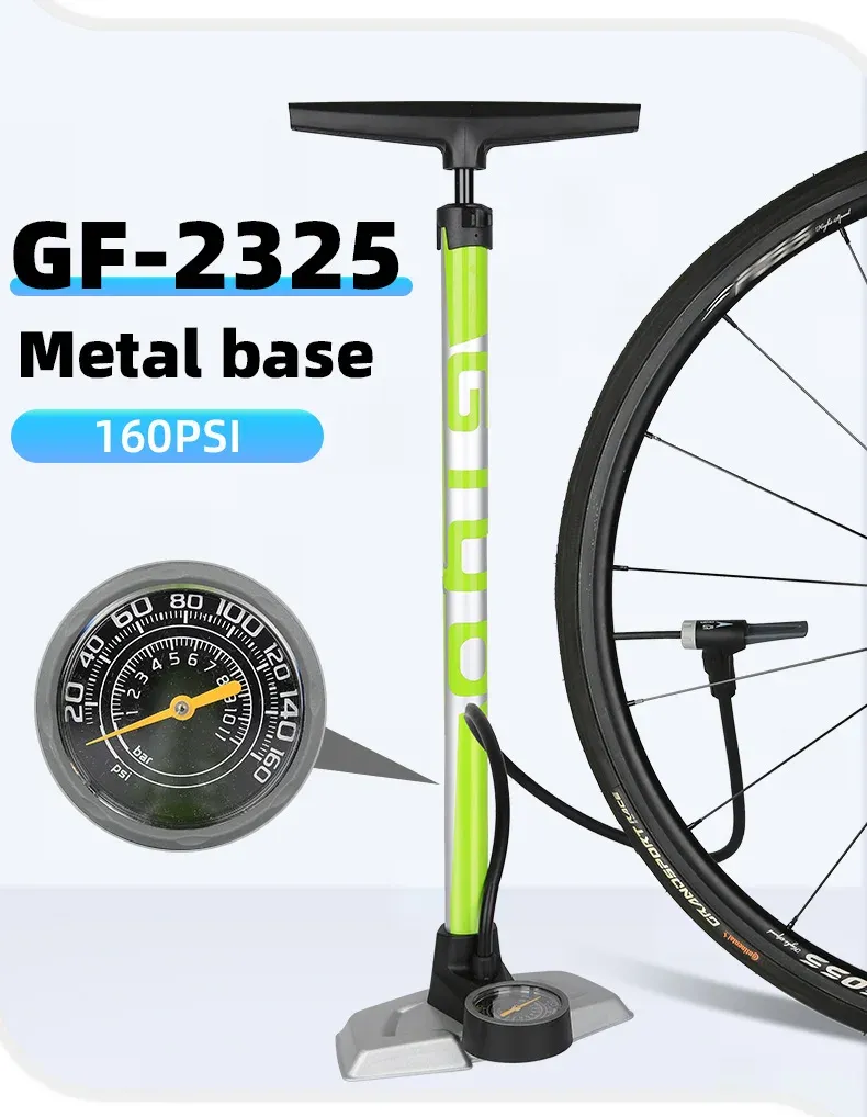 GIYO vloerfietspomp met grote manometer en dual valve