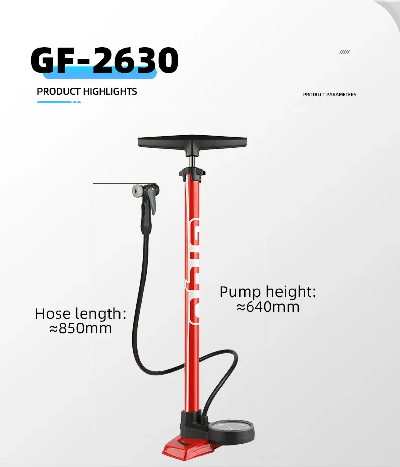 GIYO vloerfietspomp met grote manometer en dual valve