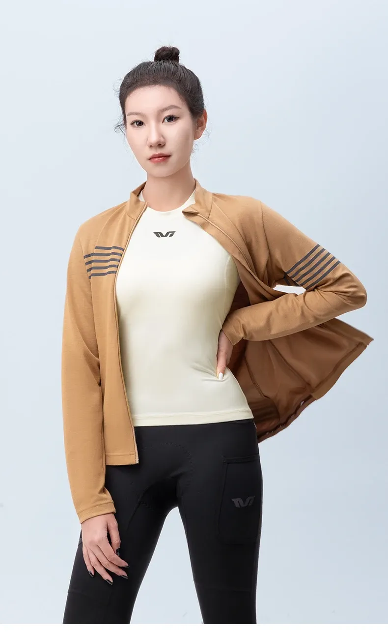 ROCKBROS dames thermoshirt met fleece, ademende fiets-baselayer