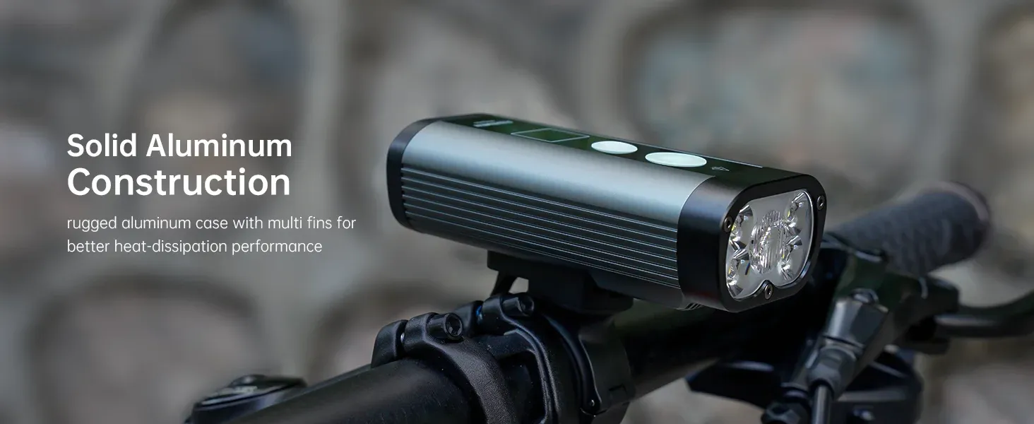 RAVEMEN PR2400 krachtige fietsvoorlamp met OLED-display